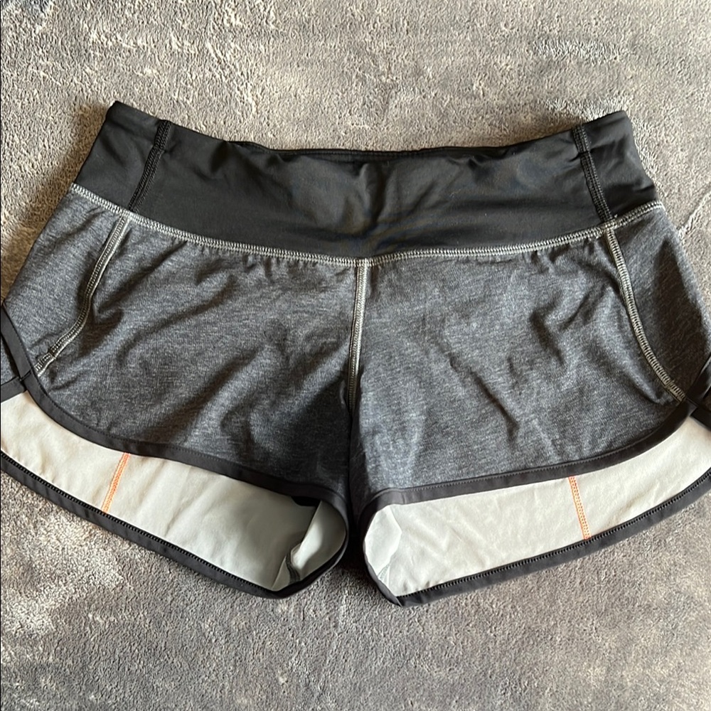 Lululemon Athletica Gray and Black Athletic Shorts with Curved Hem